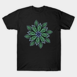 Green leaf mandala with shadows T-Shirt